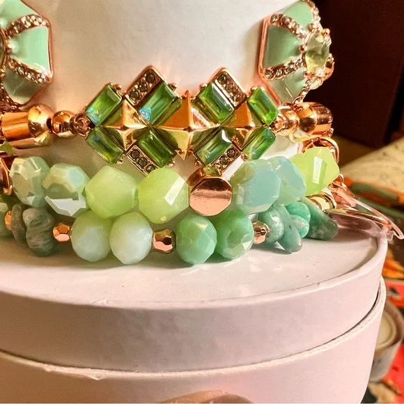 BP Green and Rose Gold Bracelet Set - Picture 1 of 5